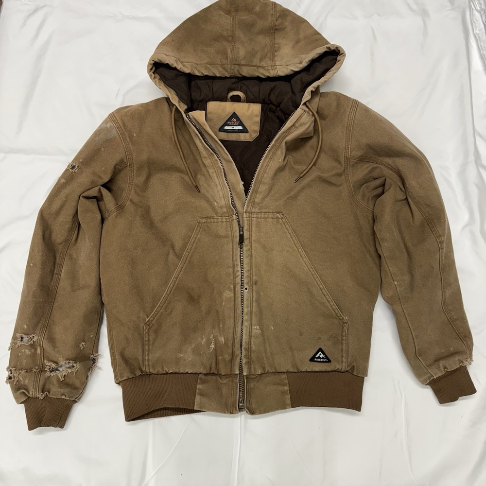 Ridgecut Toughwear Men's Brown Workwear Canvas Jacket Fleece Lined Size Medium